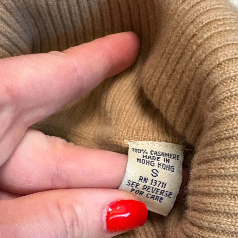 Vintage Lord & Taylor Two-Ply Cashmere Turtleneck - Camel - Picture 3 of 6